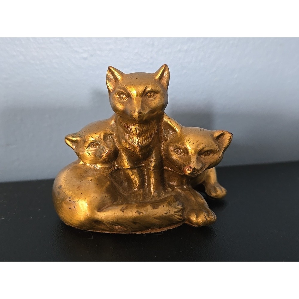 BRONZE FOX FIGURE SCULPTURE Vintage Jennings Brothers 3 Cubs Foxes Sign‎ JB 1432